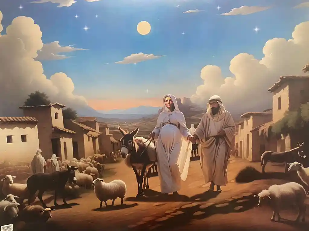 Papel Para Fondo De Pesebre En Pliego - Jose Y Maria