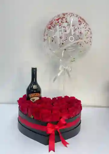 Caja Corazon Con Globo Y Baileys
