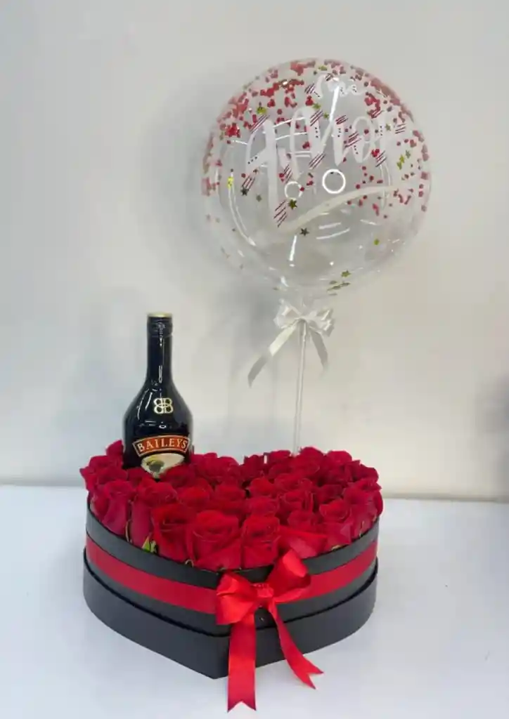 Caja Corazon Con Globo Y Baileys