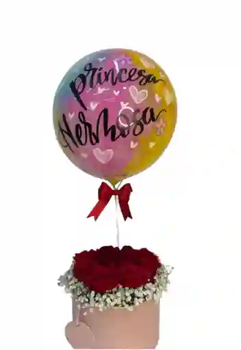 Cilindro De Rosas Y Globo