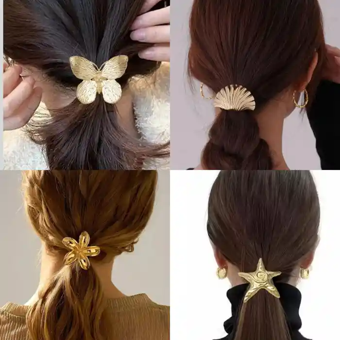 Set X 4 Pony Cuff Coleros Metálicos Diseños Surtidos