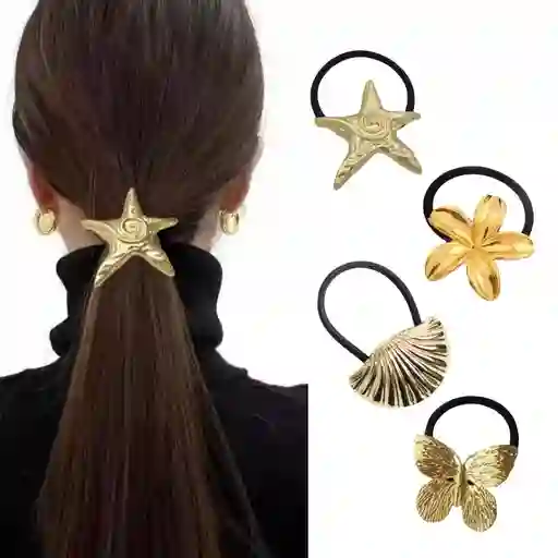 Set X 4 Pony Cuff Coleros Metálicos Diseños Surtidos