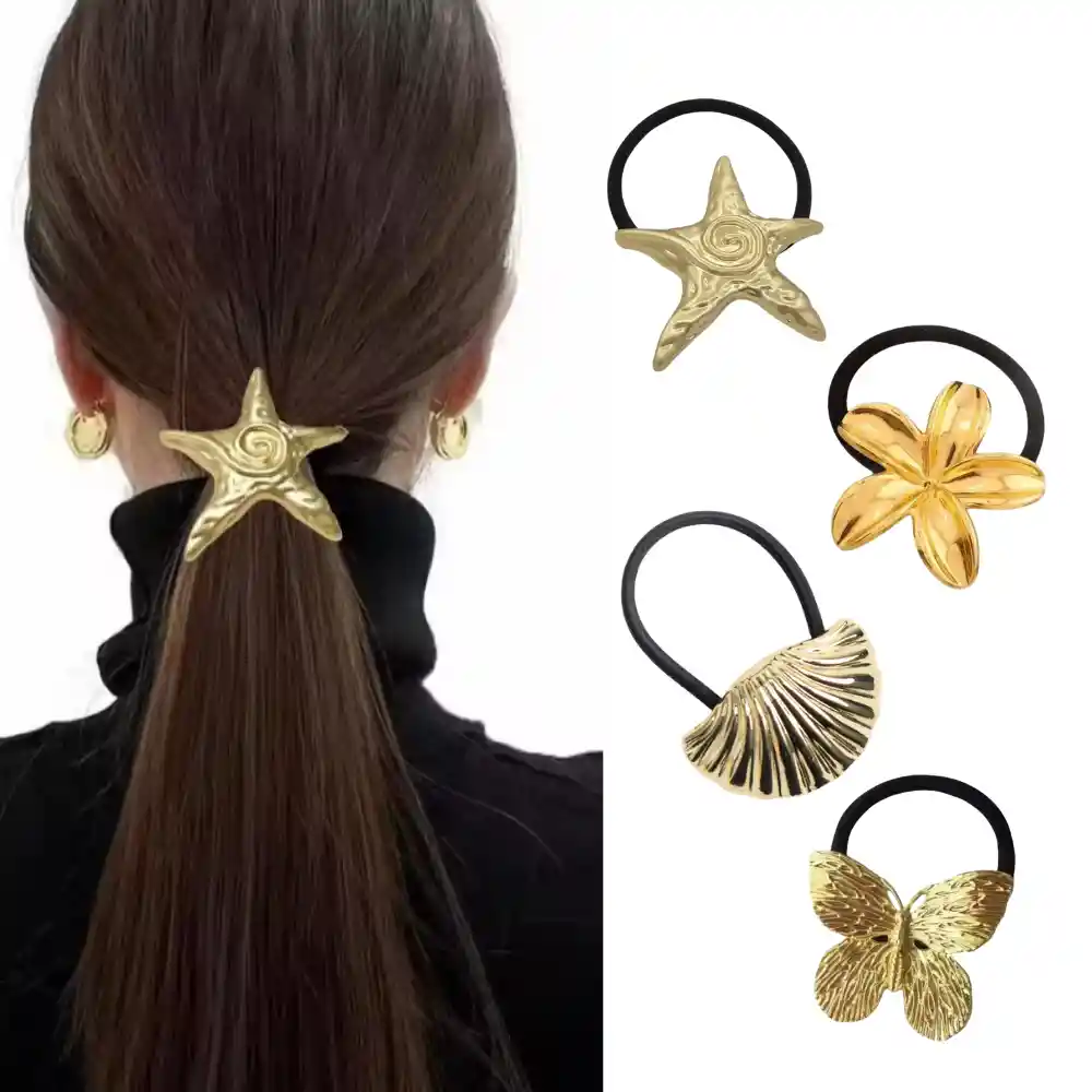 Set X 4 Pony Cuff Coleros Metálicos Diseños Surtidos