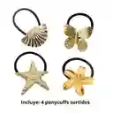 Set X 4 Pony Cuff Coleros Metálicos Diseños Surtidos