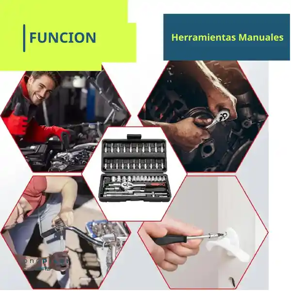 Kit Juego De Herramientas Mecanicas Manuales Dados 46pcs Negro