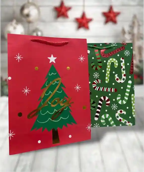 Bolsa De Regalo Navideña Holográfica Fina Lisa Talla Jumbo Xl Empaques Navidad