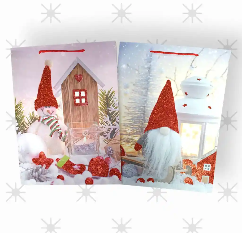 Bolsa De Regalo Navideña Elegante Escarchada 40x30 Cm – Varios Motivos