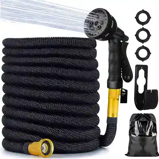 Manguera Flexible De 3 Capas Con Pistola De Agua Riego De Jardín 7 Mts