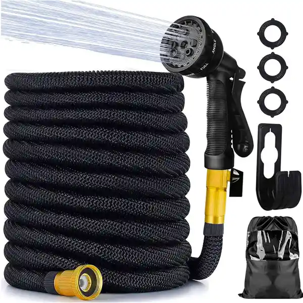 Manguera Flexible De 3 Capas Con Pistola De Agua Riego De Jardín 7 Mts