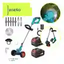 Guadaña Recargable Portatil Con Ruedas Corta Cesped 6 En 1 C Verde