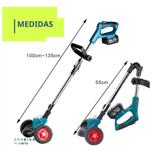 Guadaña Recargable Portatil Con Ruedas Corta Cesped 6 En 1 C Verde