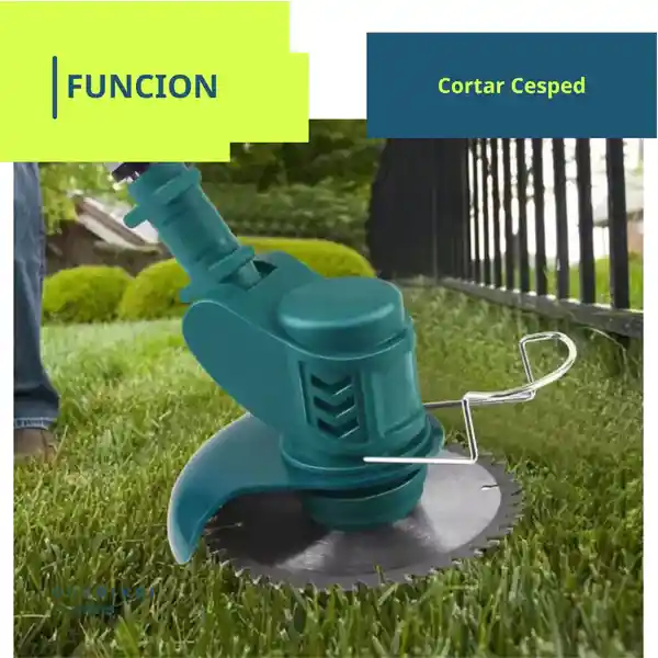 Guadaña Recargable Portatil Con Ruedas Corta Cesped 6 En 1 C Verde