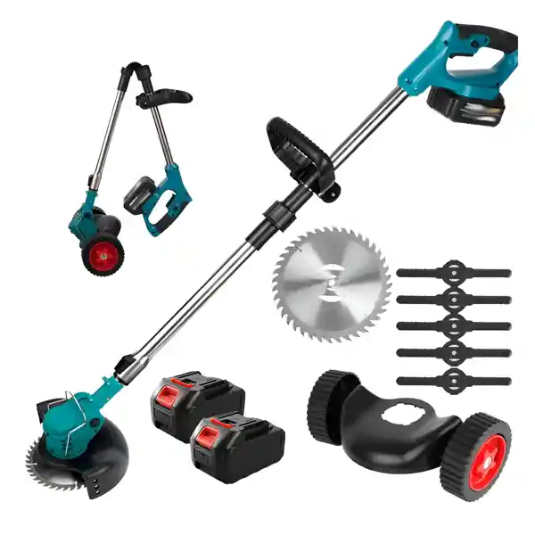 Guadaña Recargable Portatil Con Ruedas Corta Cesped 6 En 1 C Verde