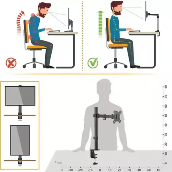 Soporte De Brazo Para Monitor Escritorio De 13" A 27" Negro