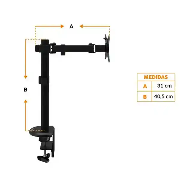 Soporte De Brazo Para Monitor Escritorio De 13" A 27" Negro