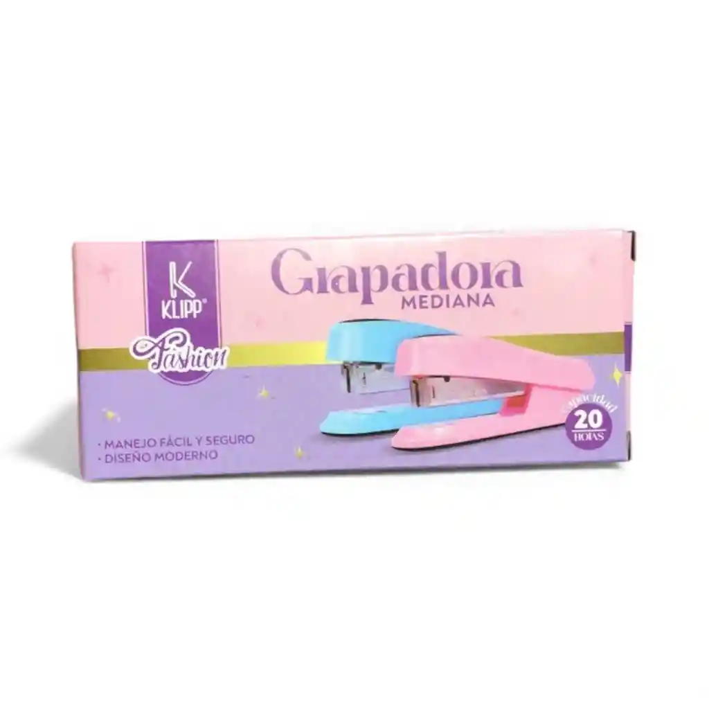 Grapadora Mediana Klipp Fashion - Diseño Moderno Y Capacidad 20 Hojas