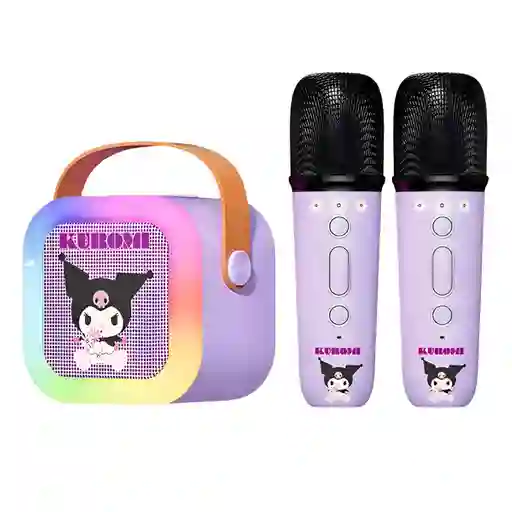 Micrófono Karaoke Kuromi Niños Inalambrico Recargable Doble Morado Rosado