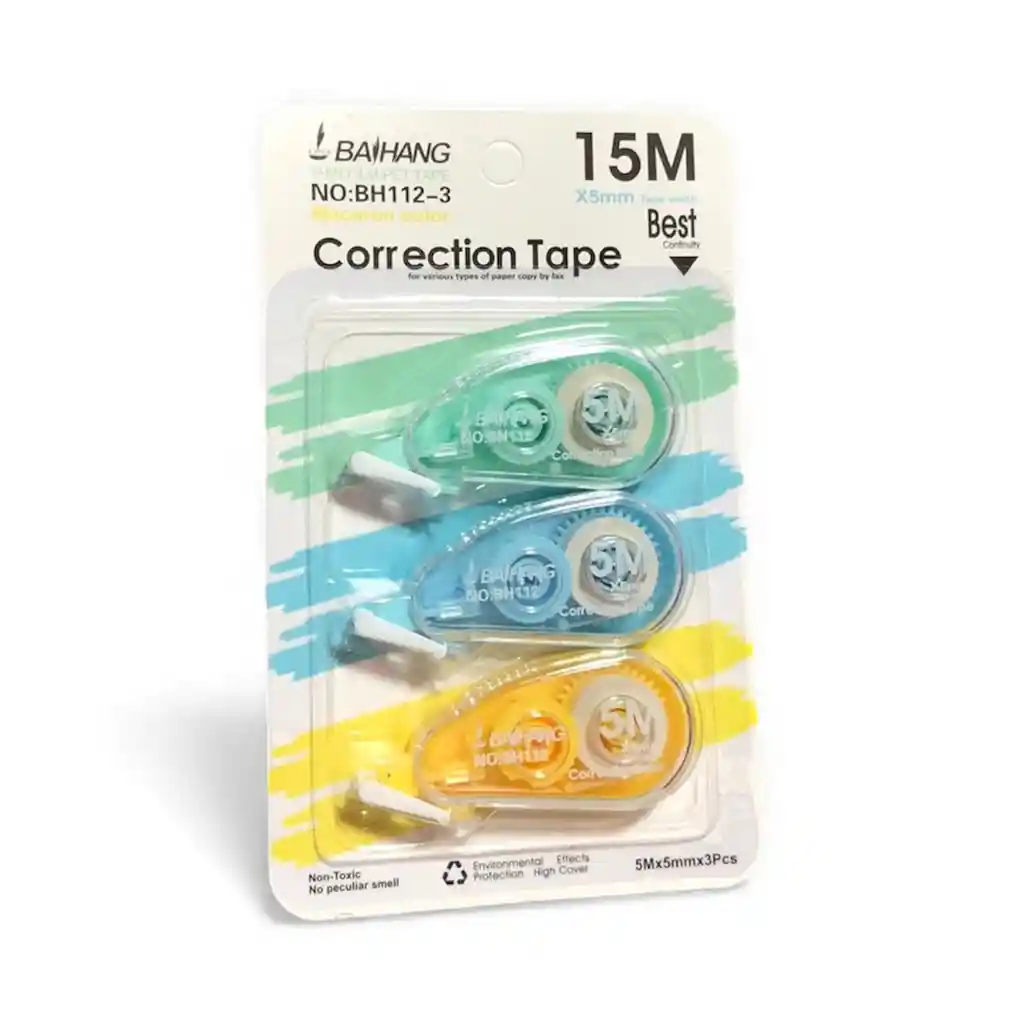 Cinta Correctora Baihang Color Macaron (paquete De 3)