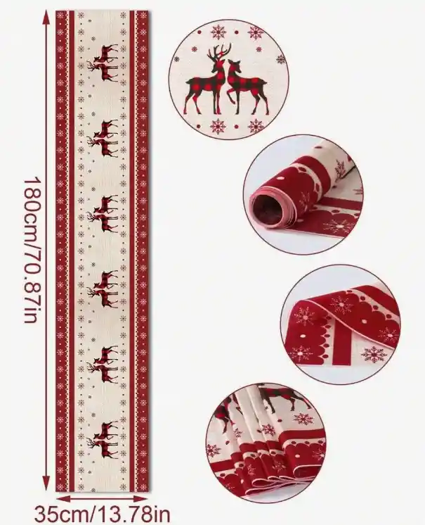Camino De Mesa Mantel Navideño – Edición Renos Navidad