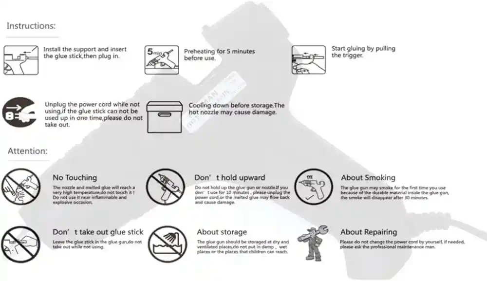 Pistola De Silicona Original Pequeña Barra Silicona Delgada Glue Gon Ac-280 Multiusos
