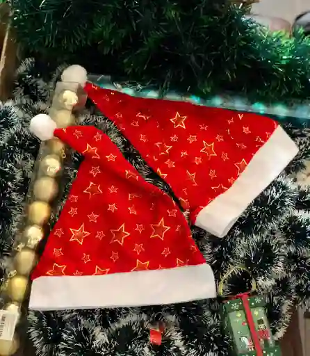 Gorro De Navidad Sombrero Tradicional Fino Rojo Dorado Navideño