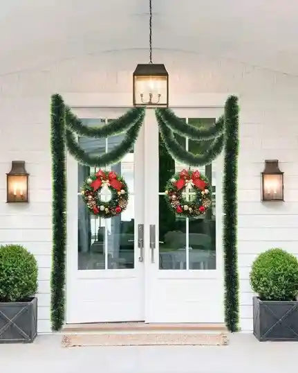 Guirnalda Navideña Decorativa Gruesa Verde Punta Verde 4m Decoración Navidad