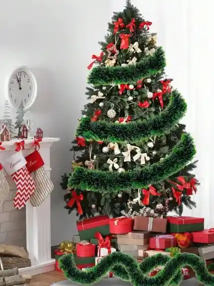 Guirnalda Navideña Decorativa Gruesa Verde Punta Verde 4m Decoración Navidad