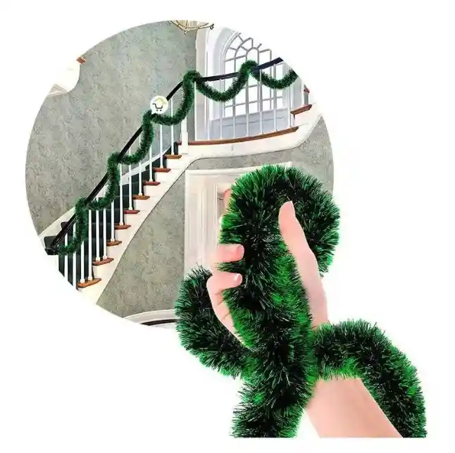 Guirnalda Navideña Decorativa Gruesa Verde Punta Verde 4m Decoración Navidad