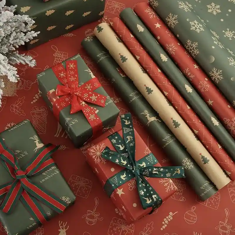 Papel Para Regalo Kraft Navidad Surtido Unidad Motivos Navideños Empaques Navidad