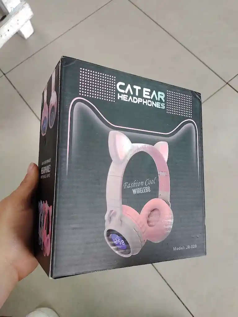 Audifonos Inalambricos Diadema Beige Orejas De Gato