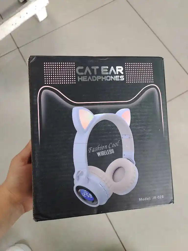 Audifonos Inalambricos Diadema Azul Orejas De Gato