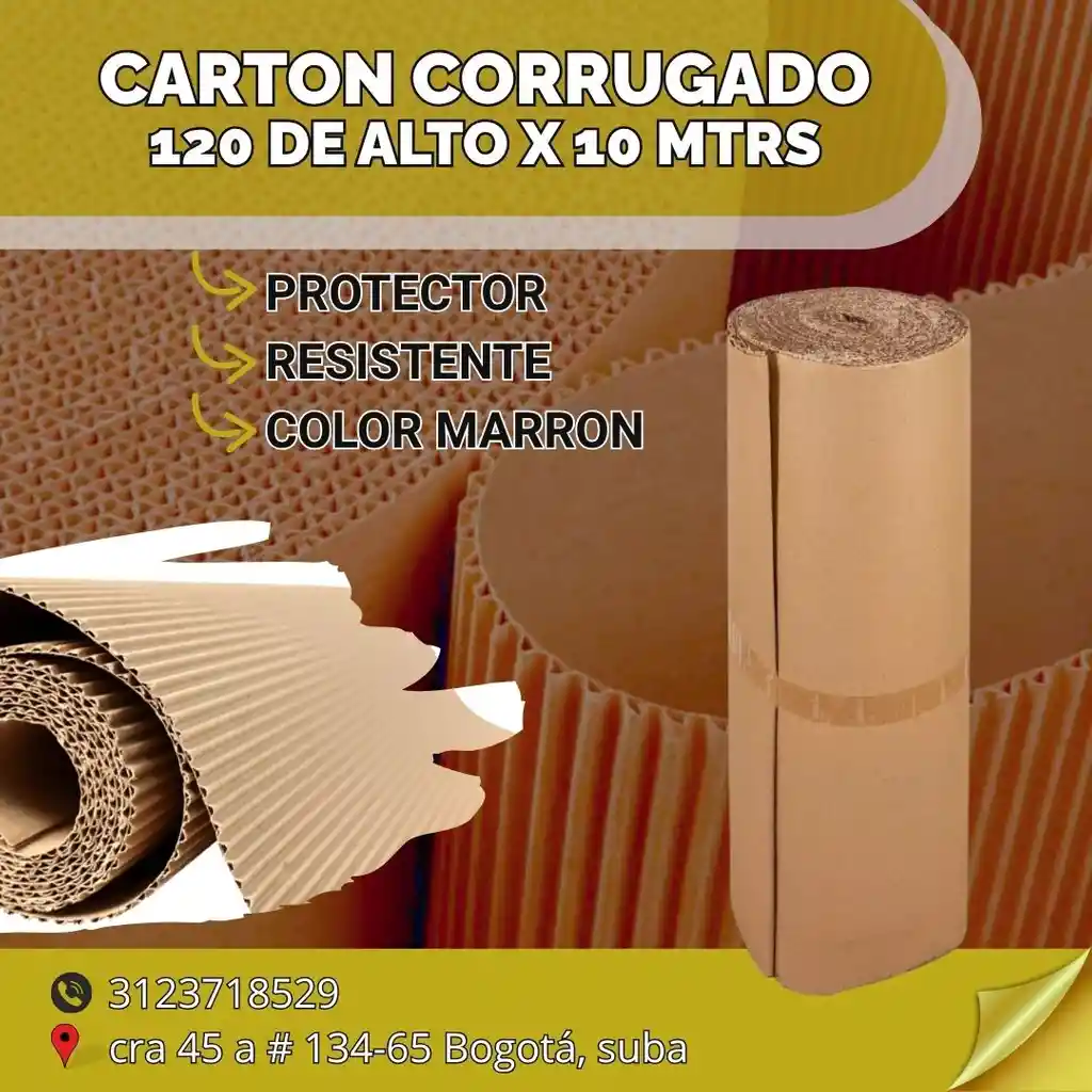 Rollo De Carton Corrugado - 120 De Alto X 10 Mtrs