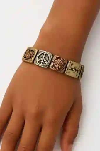 Pulsera Tipo Cadena Decorada Con Charms Metálicos