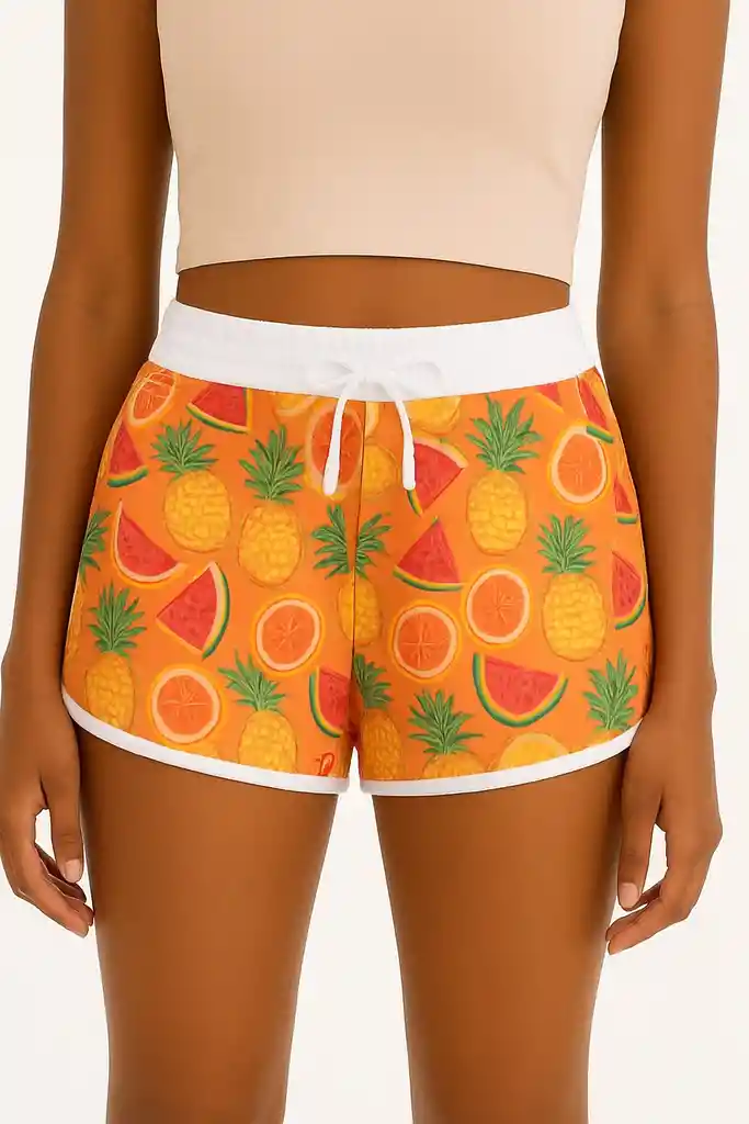 Short Playero Estampado Hawaiano Talla Unica