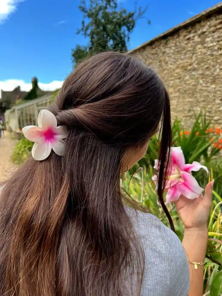 Pinza Caimán Gancho Flor Hawaiana Grande Para Pelo Cabello