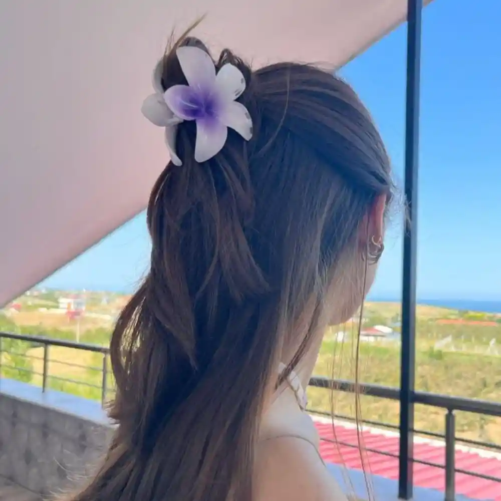 Pinza Caimán Gancho Flor Hawaiana Grande Para Pelo Cabello