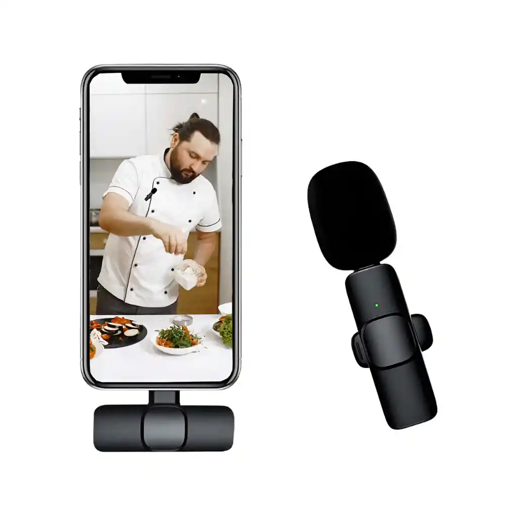 Micrófono Inalámbrico Solapa K9 Negro Compatible Iphone Android Tipo C
