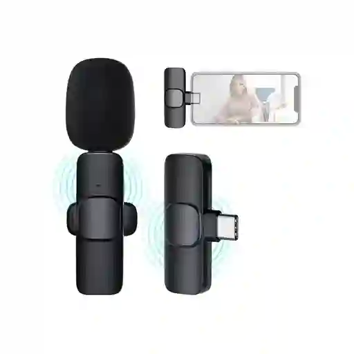 Micrófono Inalámbrico Solapa K9 Negro Compatible Iphone Android Tipo C