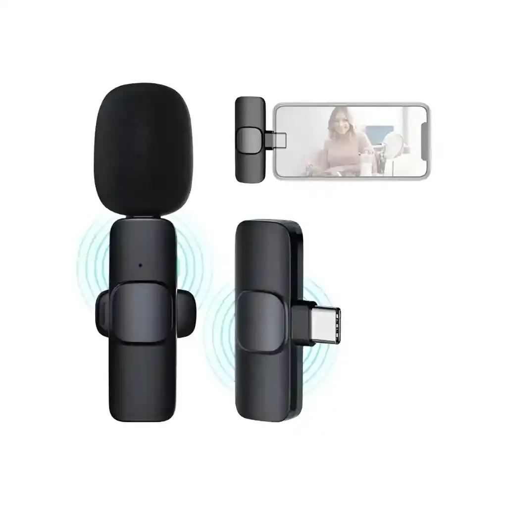 Micrófono Inalámbrico Solapa K9 Negro Compatible Iphone Android Tipo C