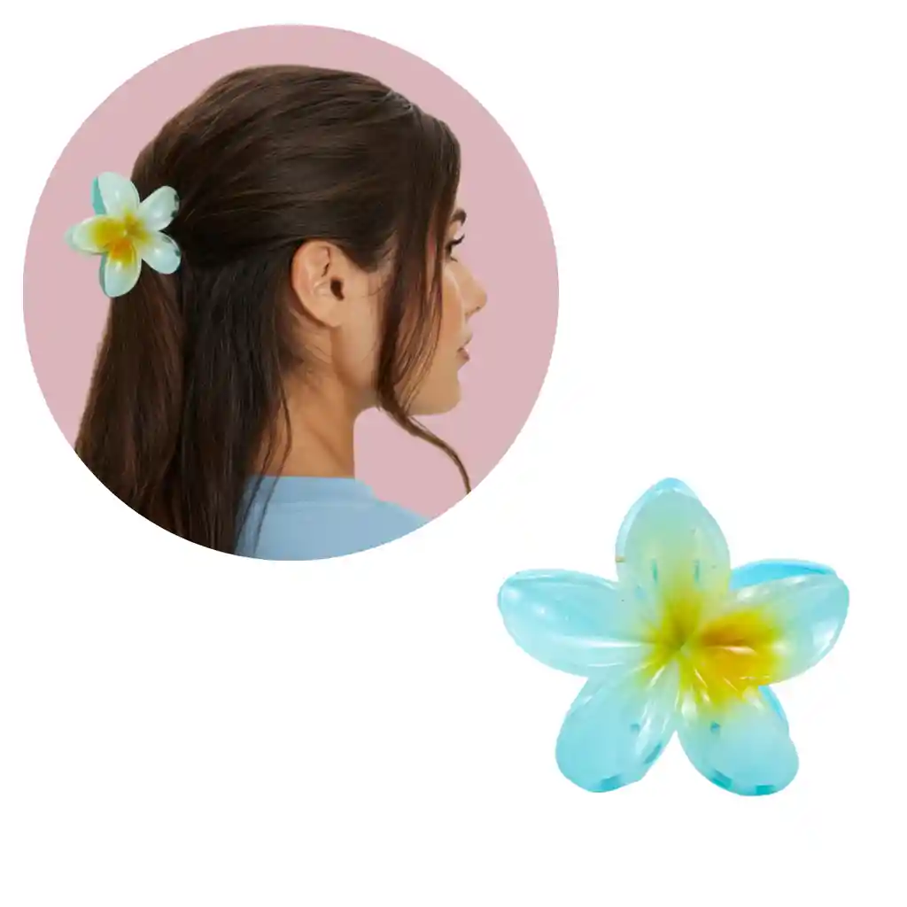 Pinza Caimán Gancho Flor Hawaiana Grande Para Pelo Cabello