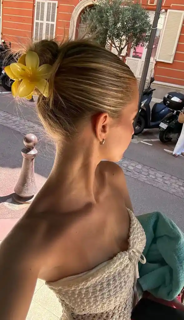 Pinza Caimán Gancho Flor Hawaiana Grande Para Pelo Cabello