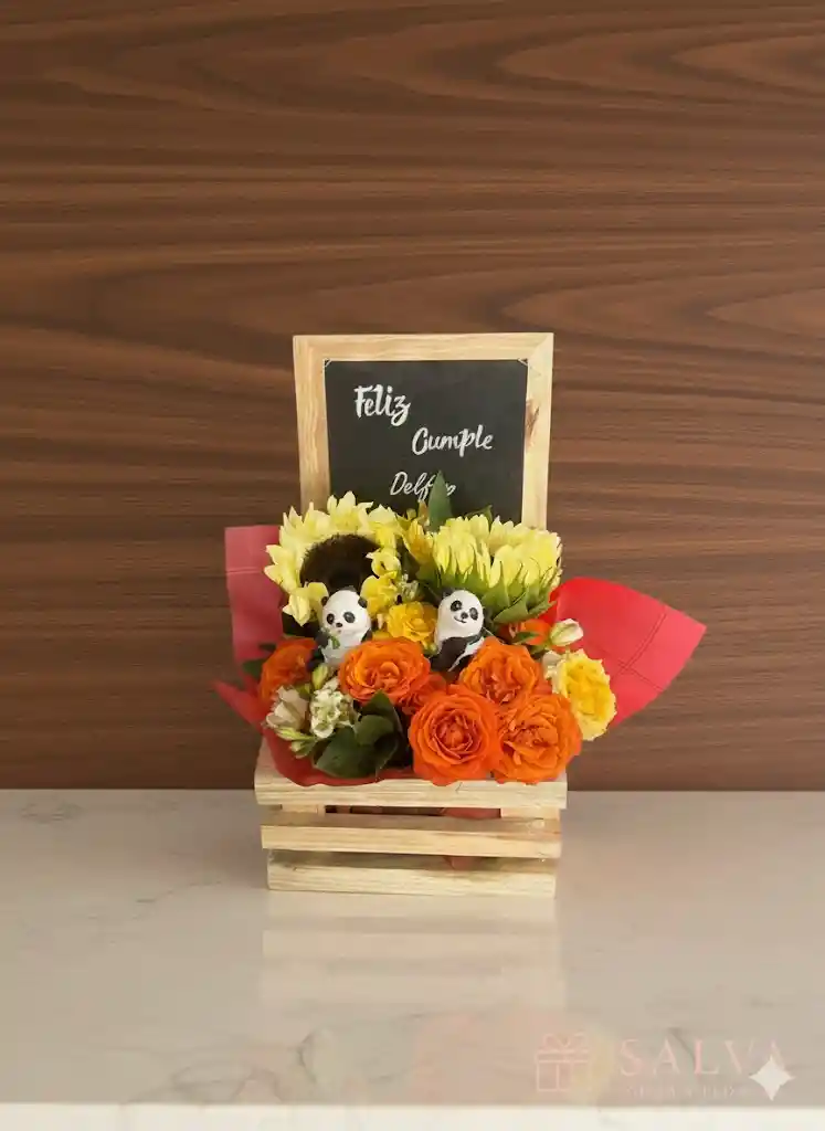 Flores Caja Sorpresa Feliz Cumple