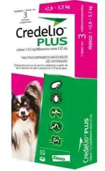 Credelio Plus 3 Tab 2.8-5.5 Kg Lotilaner 112 Mg/milbemicinaoxima4.22 Mg