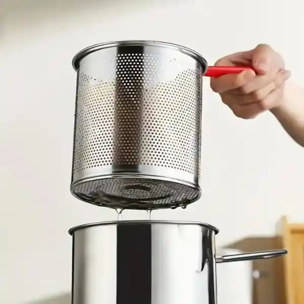 Olla Freidora De Acero Inoxidable+cesta +pinzas-br030