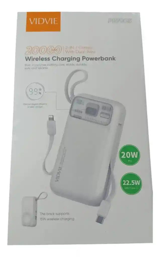 Cargador Power Bank 2 En 1 Energia 20w