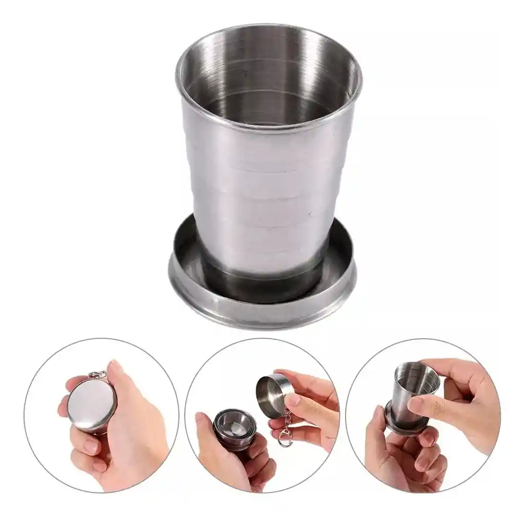 Vaso Taza Acero Inoxidable Plegable Portátil Viajes Camping