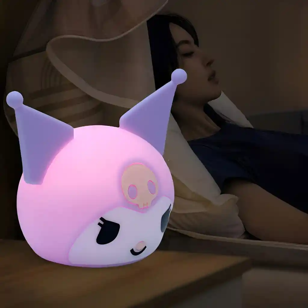Lampara Luz Nocturna Kuromi Temporizador Silicona Protección Ocular Púrpura