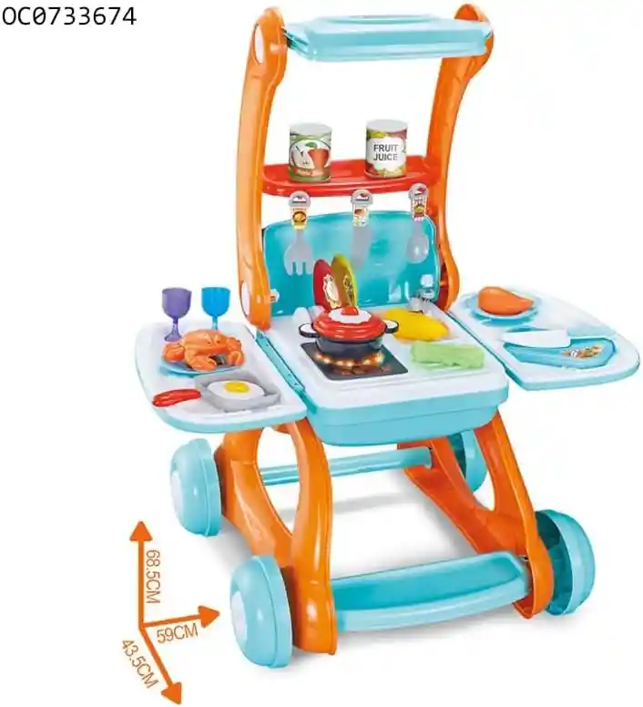 Carrito De Mercado De Juguete Niños Transformable 2 En 1 Multicolor