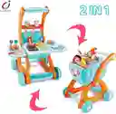 Carrito De Mercado De Juguete Niños Transformable 2 En 1 Multicolor