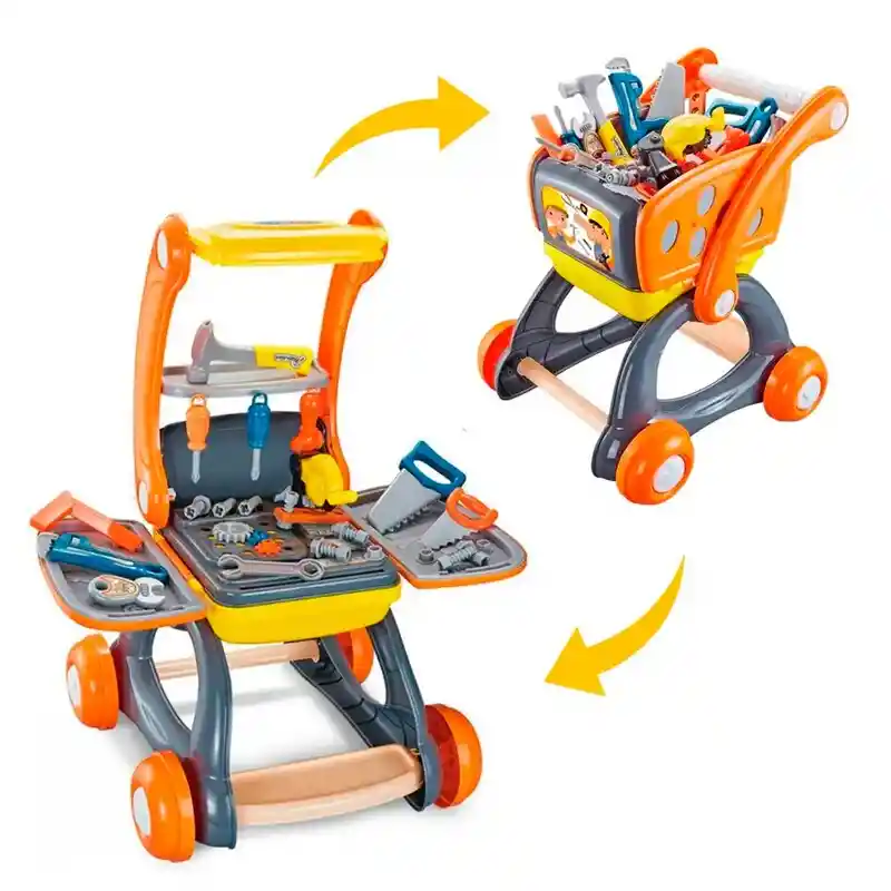 Carrito De Herramientas Niños Transformable 2 En 1 Multicolo